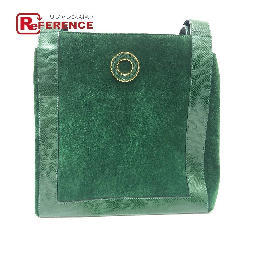 Celine Circle Shoulder Bag Tote Suede Leather Green
